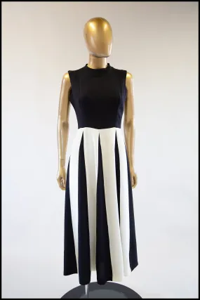 Vintage 1970s Monochrome Crepe Maxi Dress