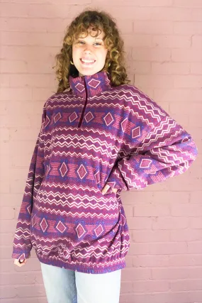 Vintage Fleece - Plum Jam & Lapis Diamonds - Free Size