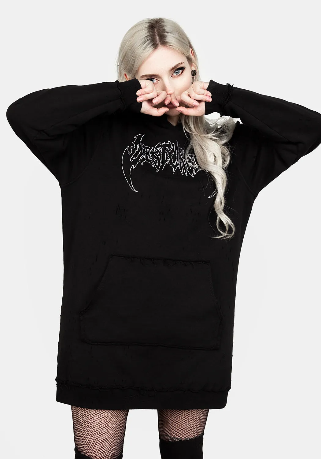 VOID DISTRESSED HOODY DRESS