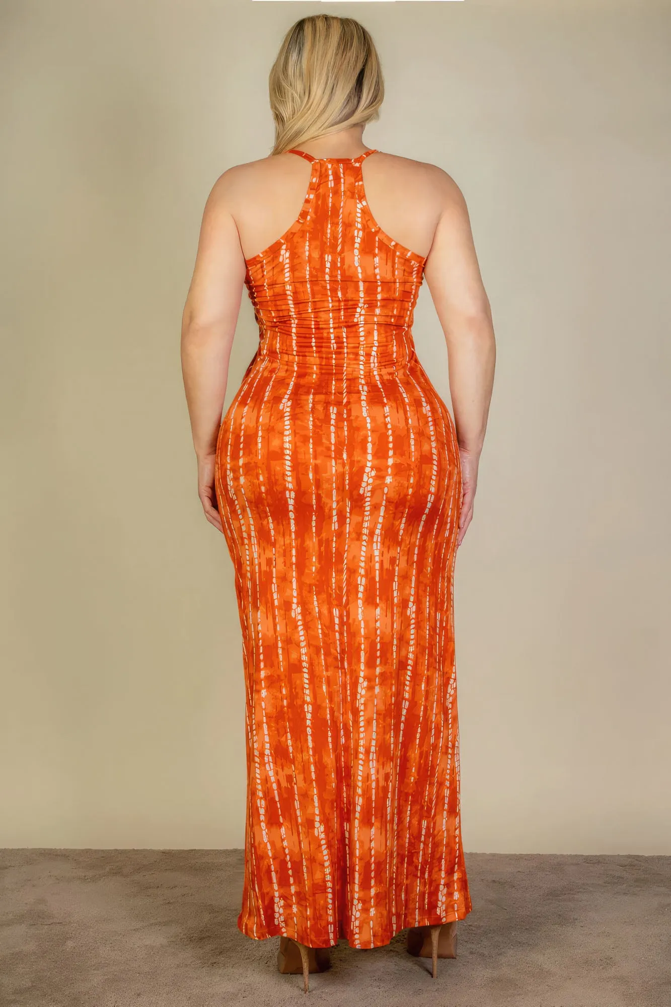 Voluptuous ( ) Plus Size Tie Dye Printed Cami Bodycon Maxi Dress