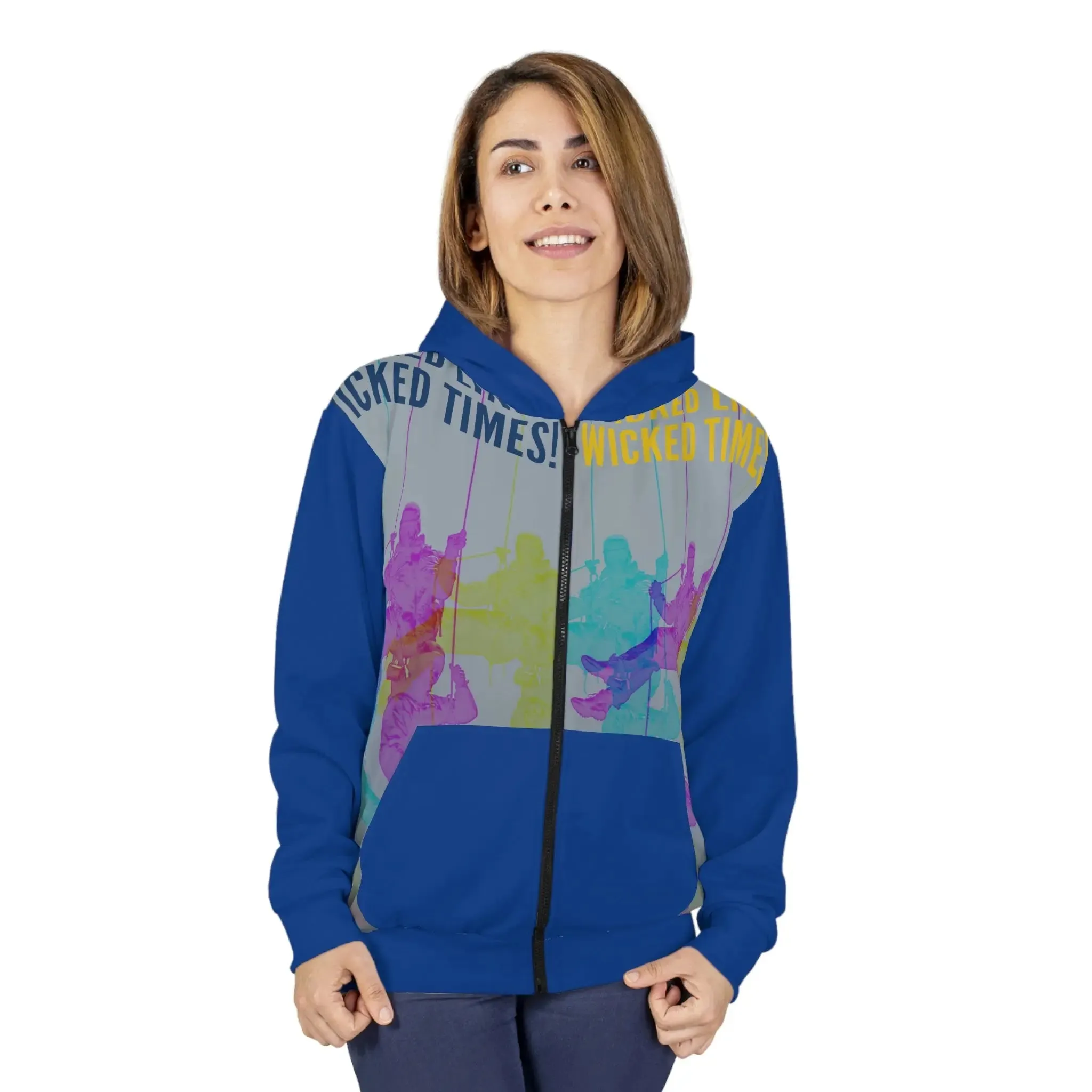 Wicked Lines Unisex Zip Hoodie (Blue)