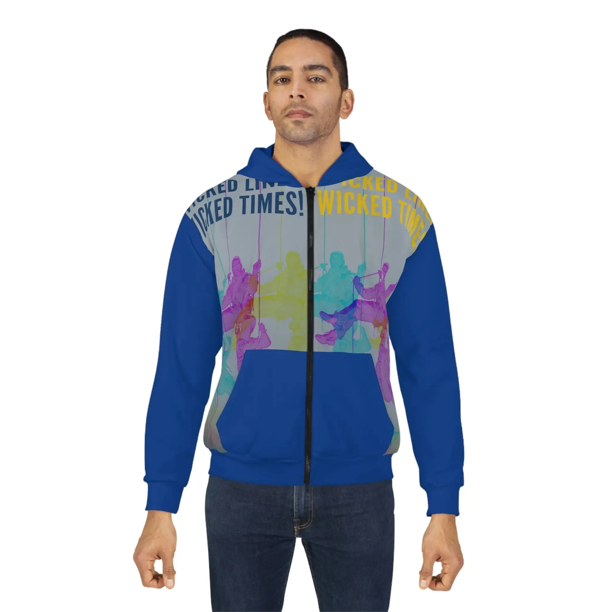 Wicked Lines Unisex Zip Hoodie (Blue)