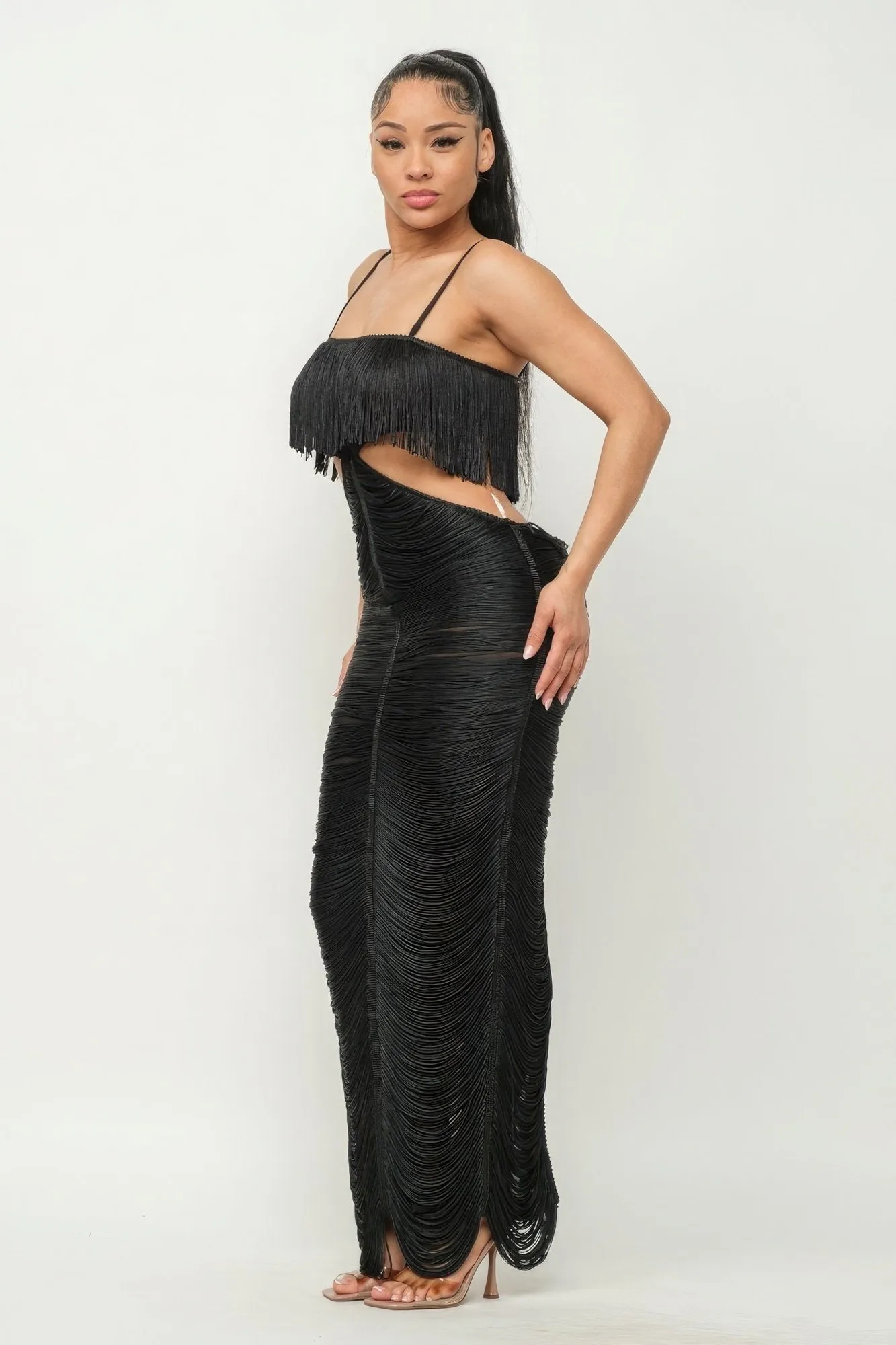 Women's Lux fringe maxi dress