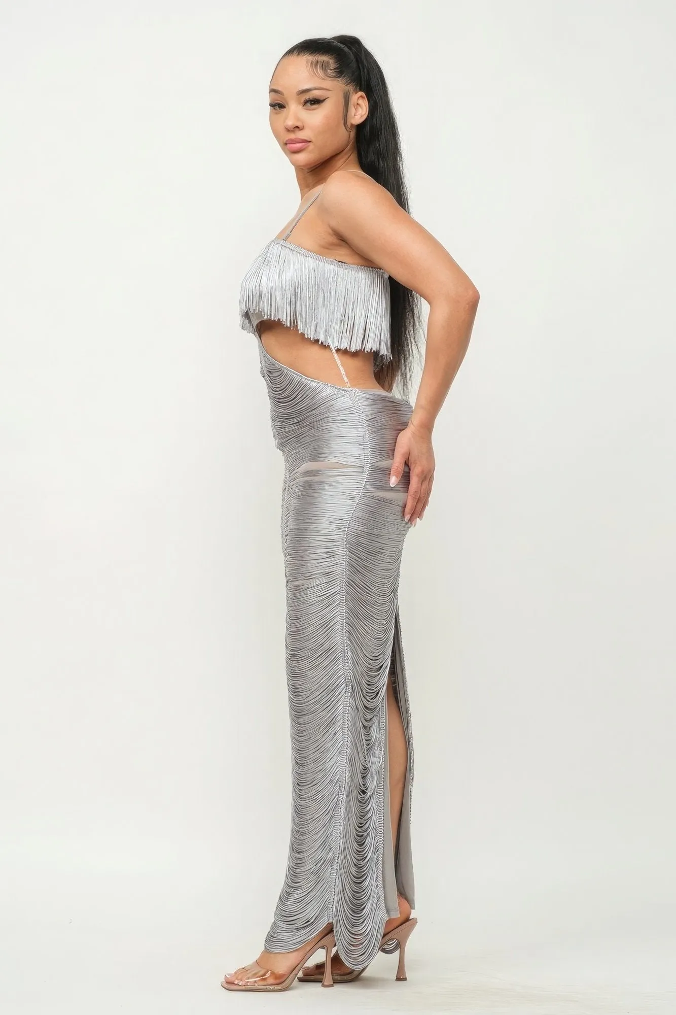 Women's Lux fringe maxi dress