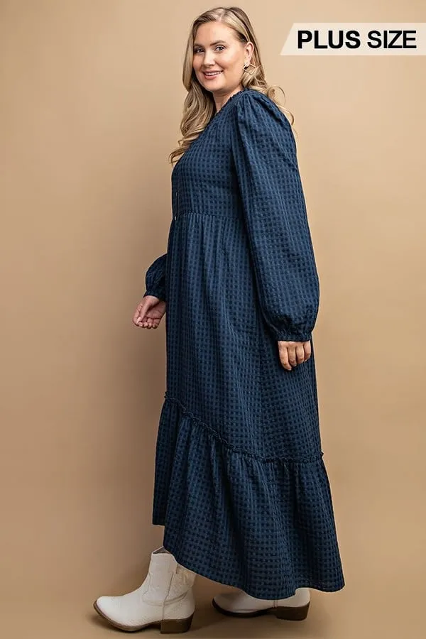 Women's Plaid button down hi - low hem maxi dress